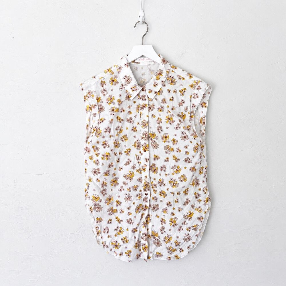 See by Chloe Daisy Floral Cotton Sleeveless Blouse 42 Cottage